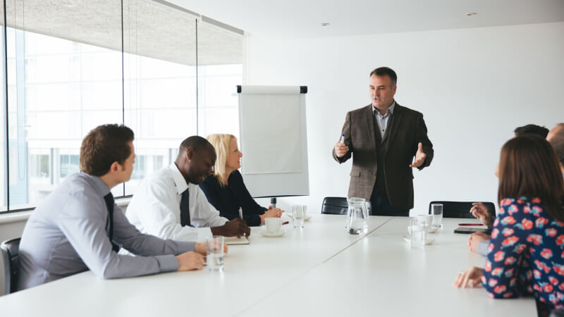 Man leading a meeting